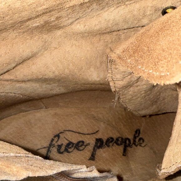 Free People Dylan Lace Up Taupe Brown Leather Tall Chunky Y2K 9-Eye Heeled Boots - Picture 13 of 13